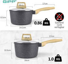 Kasserolle mit Deckel 16/18cm, 2-teiliges Topfset Induktion