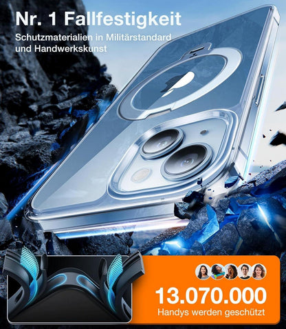 TORRAS 360° Ostand Spin iPhone 13 14 Hülle Magnetisch Militärschutz Klar