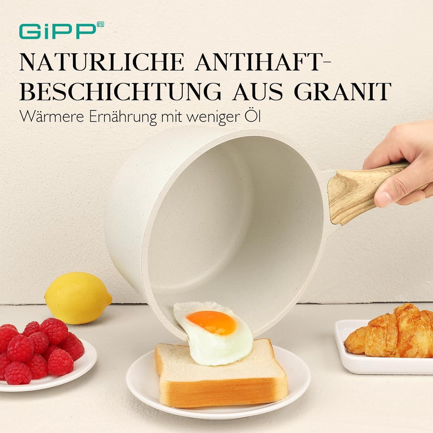 Kasserolle mit Deckel 16/18cm, 2-Teilig Topfset Induktion