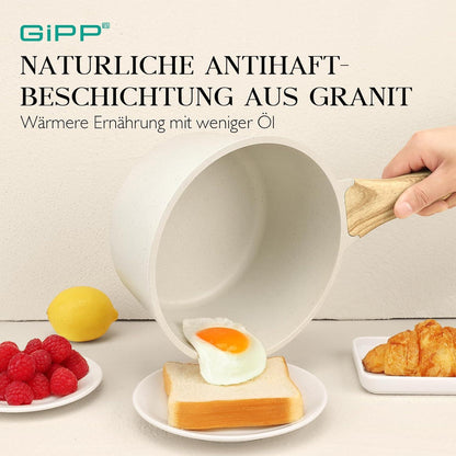 Kasserolle mit Deckel 16/18cm, 2-Teilig Topfset Induktion