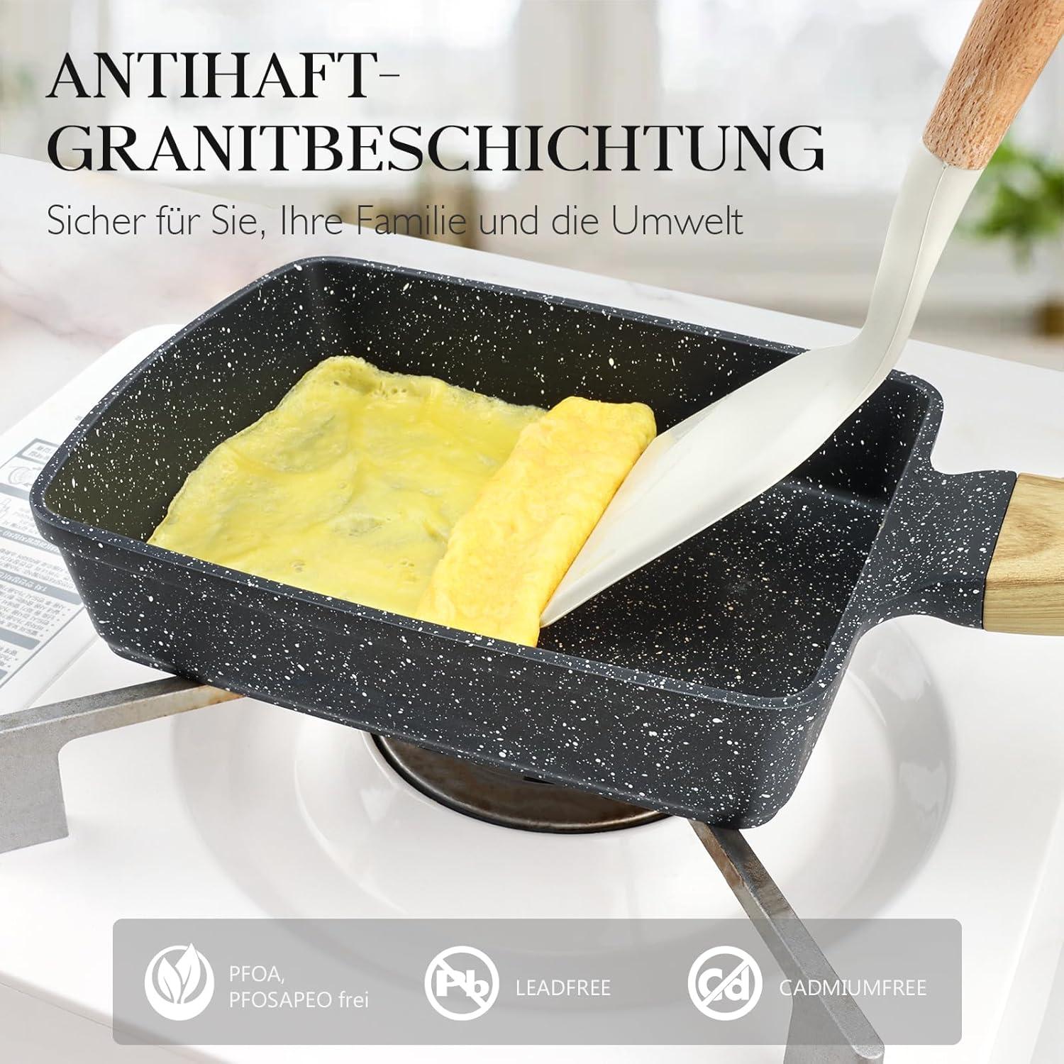 Tamagoyaki Pfanne Induktion 18x13 cm Antihaftbeschichtung Grau