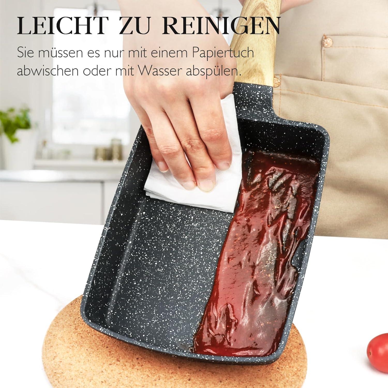 Tamagoyaki Pfanne Induktion 18x13 cm Granit-Antihaftbeschichtung Grau