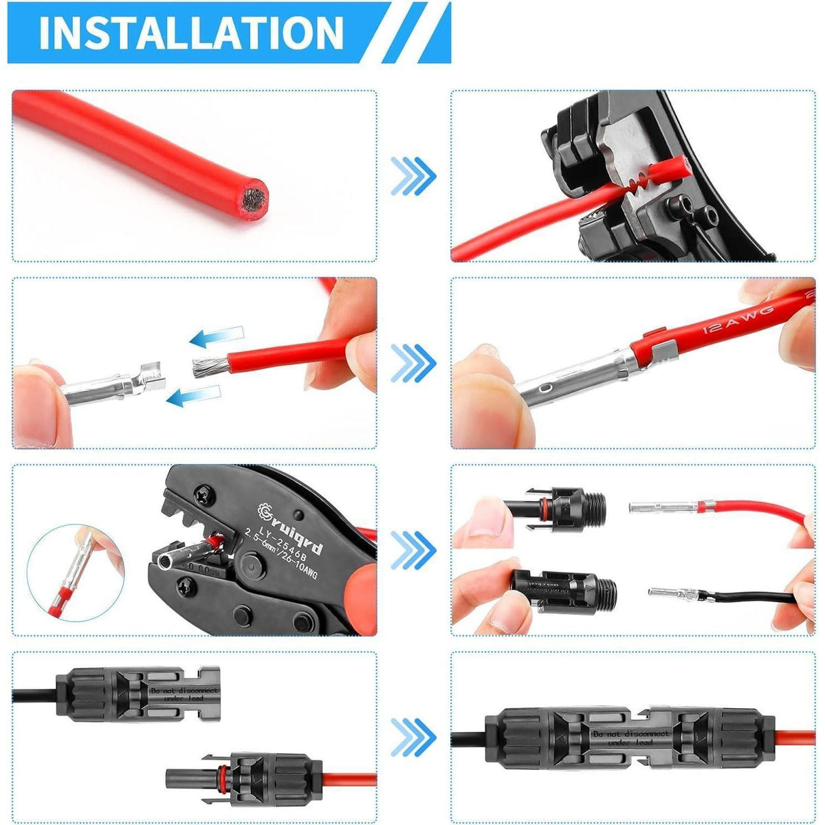 Solar Crimpzangen Set für PV Kabel 2.5/4/6mm² mit Steckern