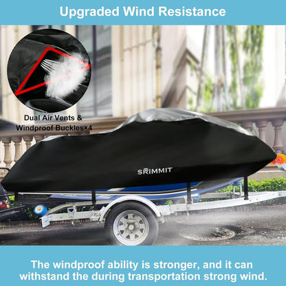 Jet Ski Abdeckung 3 Sitzer 420D UV-GeschüTzt Wasserdicht 345-368CM Silber