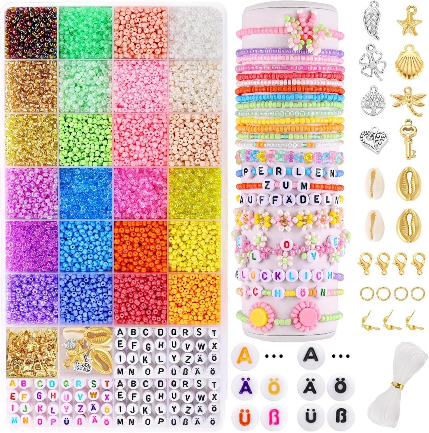 DIY Perlen Set zum Auffädeln für Mädchen - 8700+ Stück