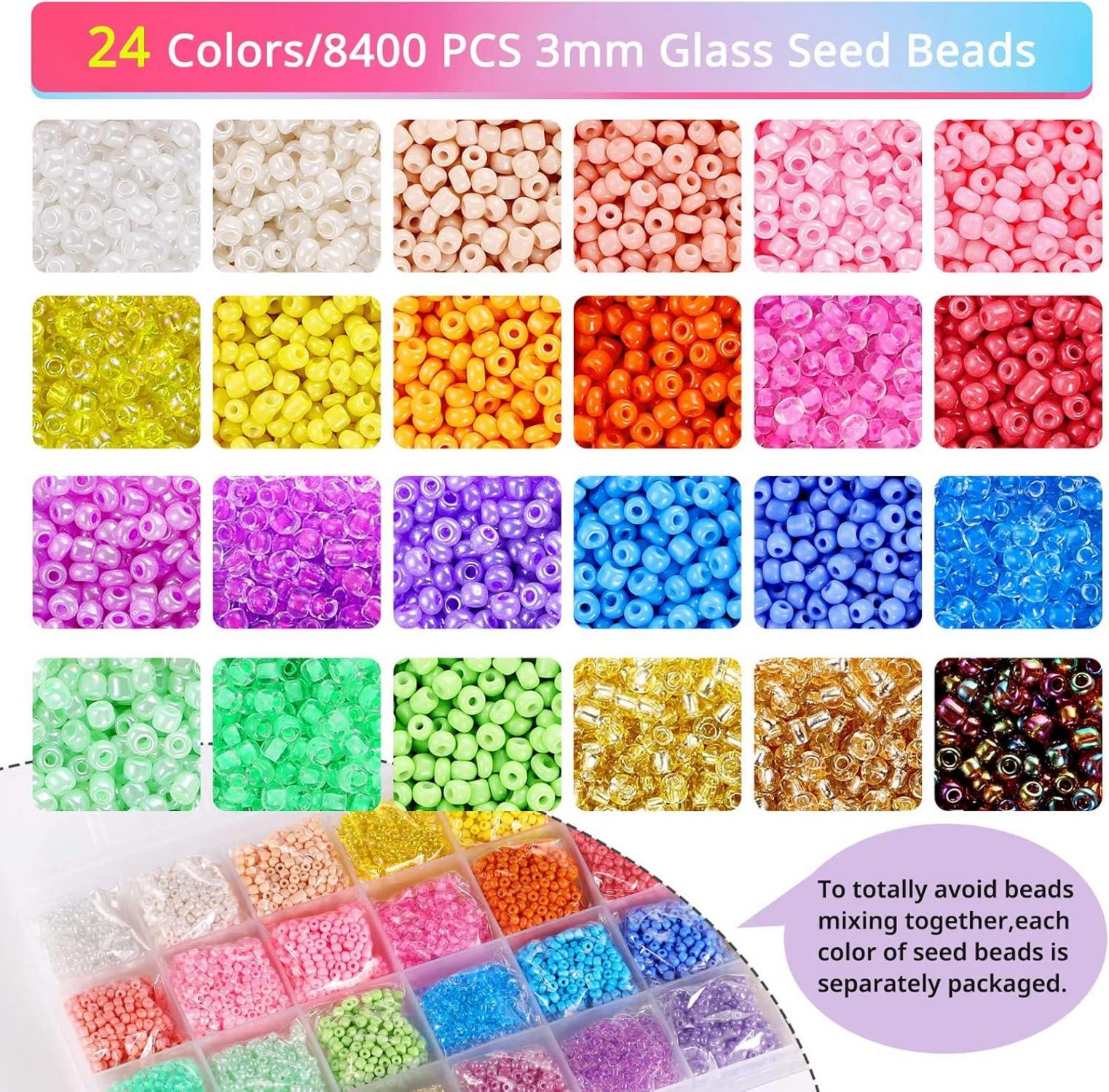 Funtopia 3mm Perlen Set - 8700+ Stück für Mädchen Armbänder