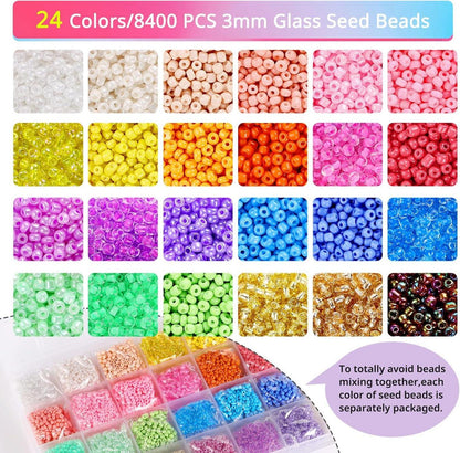 Funtopia 3mm Perlen Set - 8700+ Stück für Mädchen Armbänder