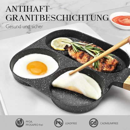 GiPP 3-Loch Omlettenpfanne Granit-Antihaft PFOS/PFOA-Frei Grau
