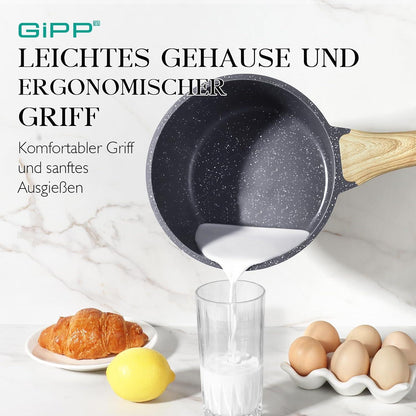 Kasserolle mit Deckel 16cm Granit-Antihaftbeschichtet Induktion Grau