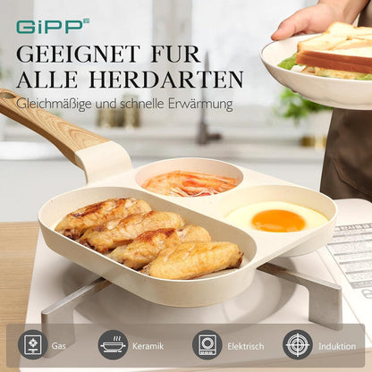GiPP 3-Loch Spiegeleipfanne mit Granit-Antihaftbeschichtung