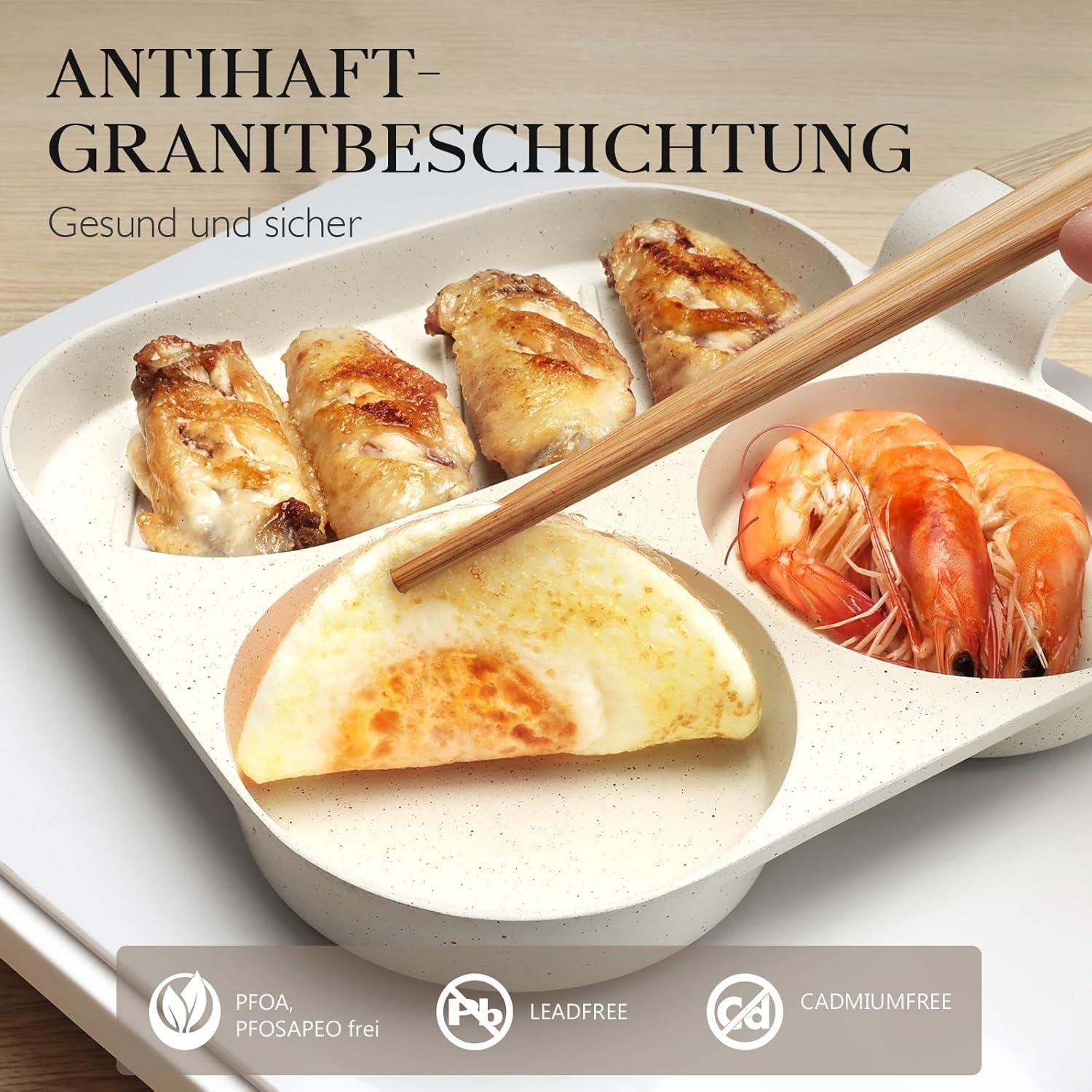 3-Loch Eierpfanne Granit-Antihaftbeschichtung für Frühstück Kochfelder