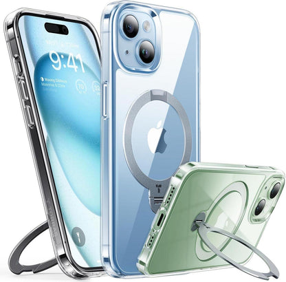TORRAS iPhone 15 Hülle 360° Ostand Spin Militärschutz Anti-Vergilbung