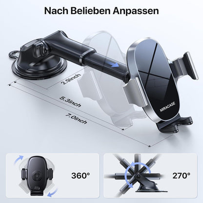 Handyhalterung Auto Universal mit starkem Saugnapf und Metallhaken - Silber