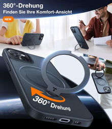 TORRAS iPhone 13/14 Hülle Schwarz 360° Ostand Spin