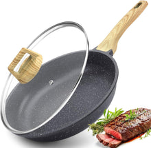 Antihaft Pfanne mit Deckel 24cm Granitbeschichtet Induktion Schwarz