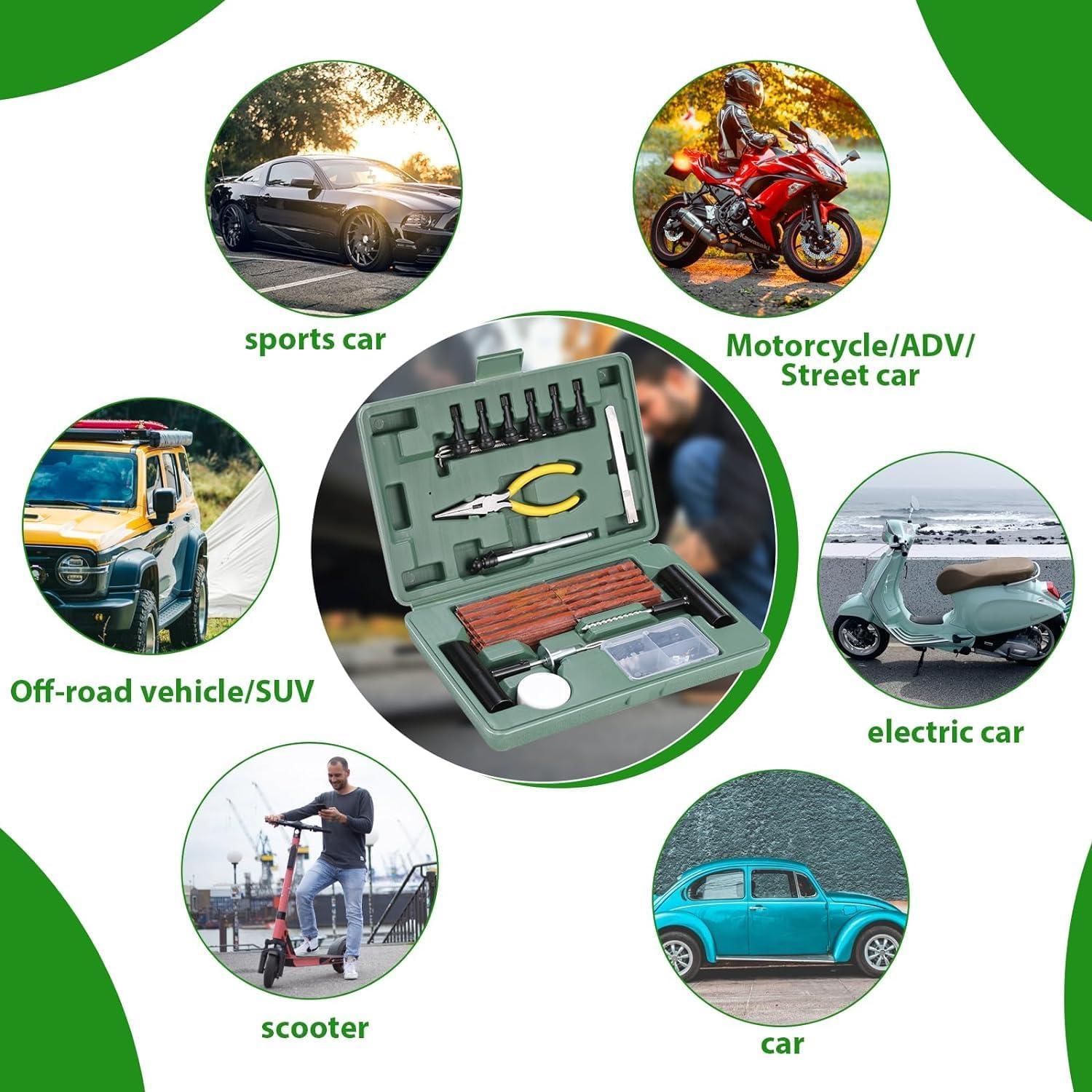 TLGREEN Auto Reifenreparaturset 100tlg. für Geländewagen LKW Traktor Motorräder