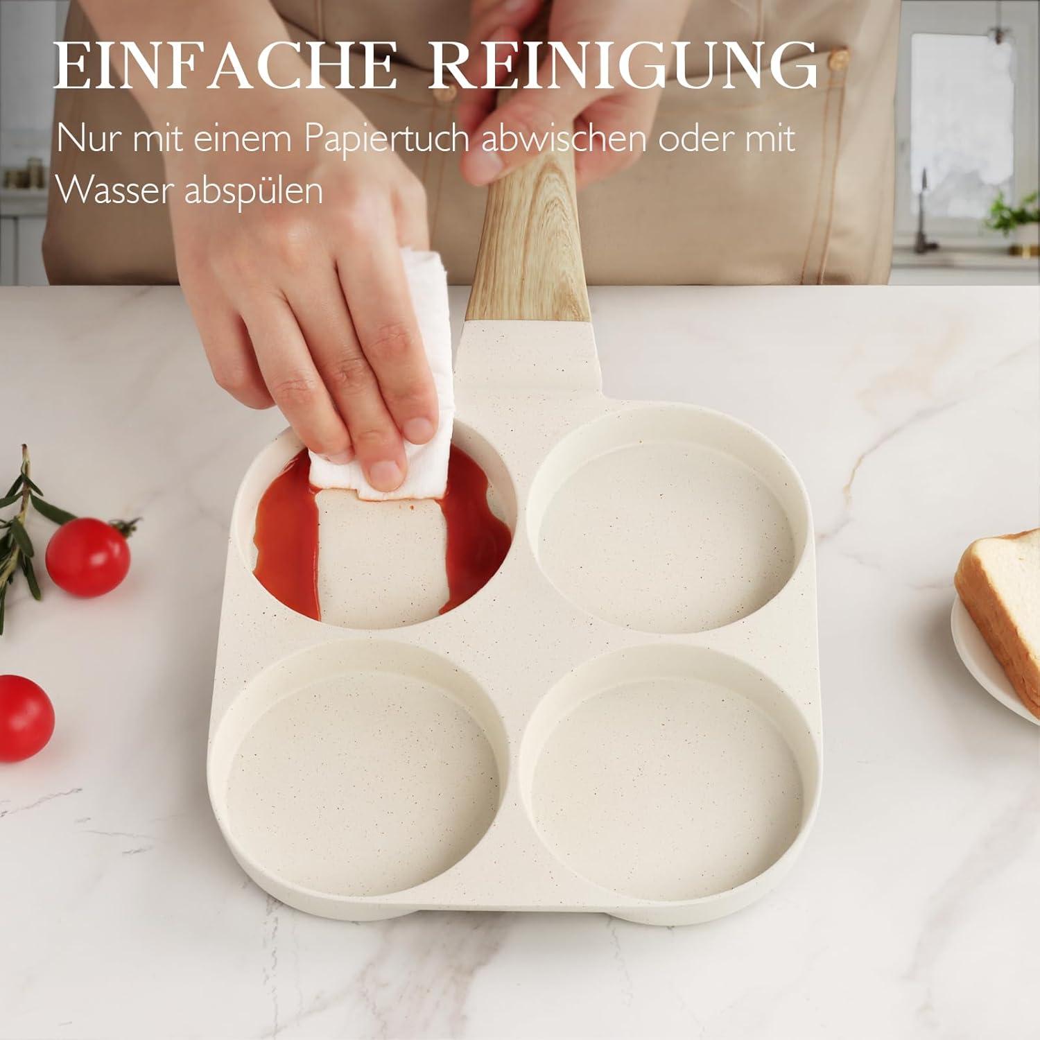Spiegeleipfanne 4-Loch Omlettenpfanne Granit-Antihaftbeschichtung