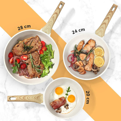 Antihaft Pfanne mit Deckel 20cm Granit beschichtet Induktion Pfanne 20 cm