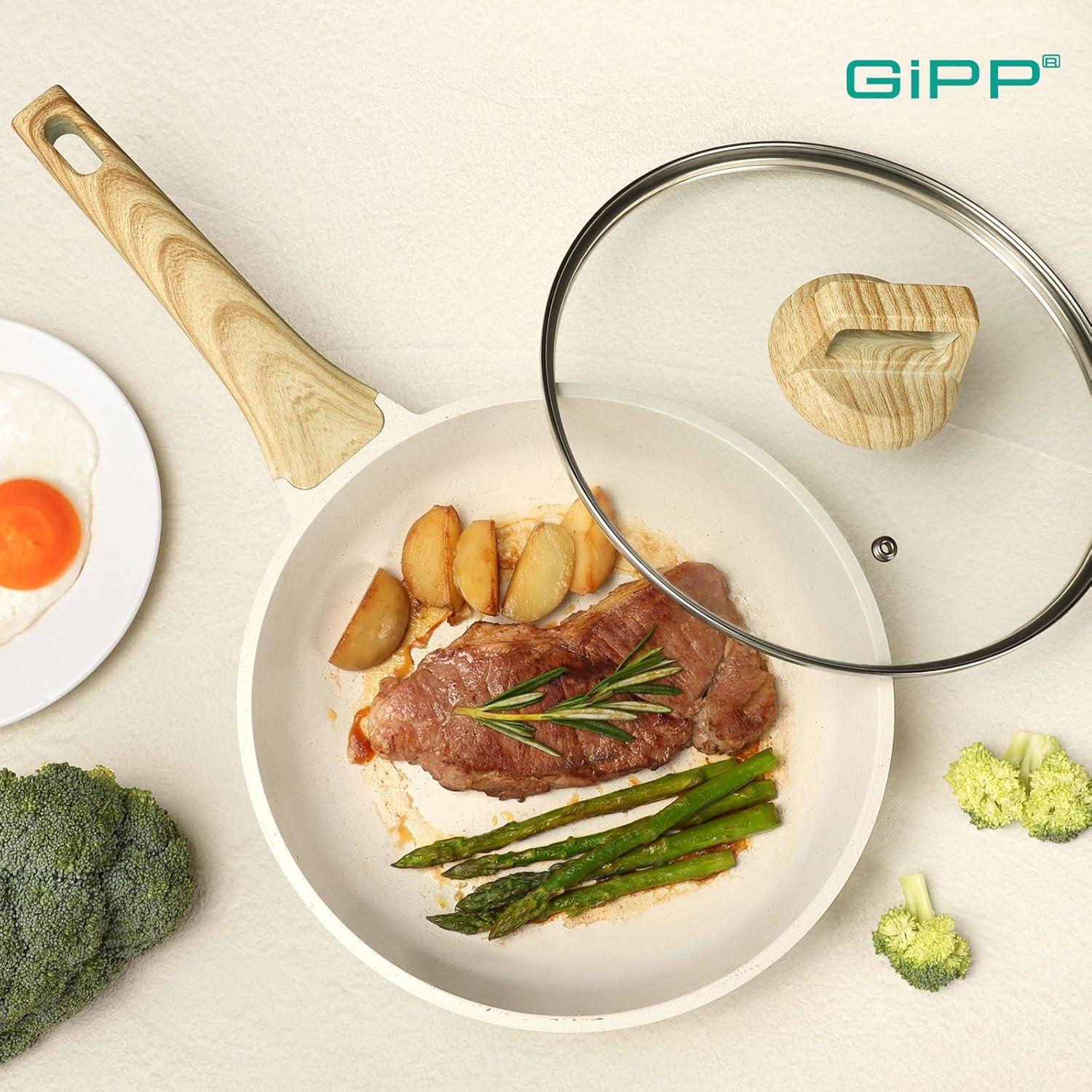 GiPP Antihaft Pfanne 20cm mit Deckel Granit Induktion PFOS PFOA-frei Herdarten