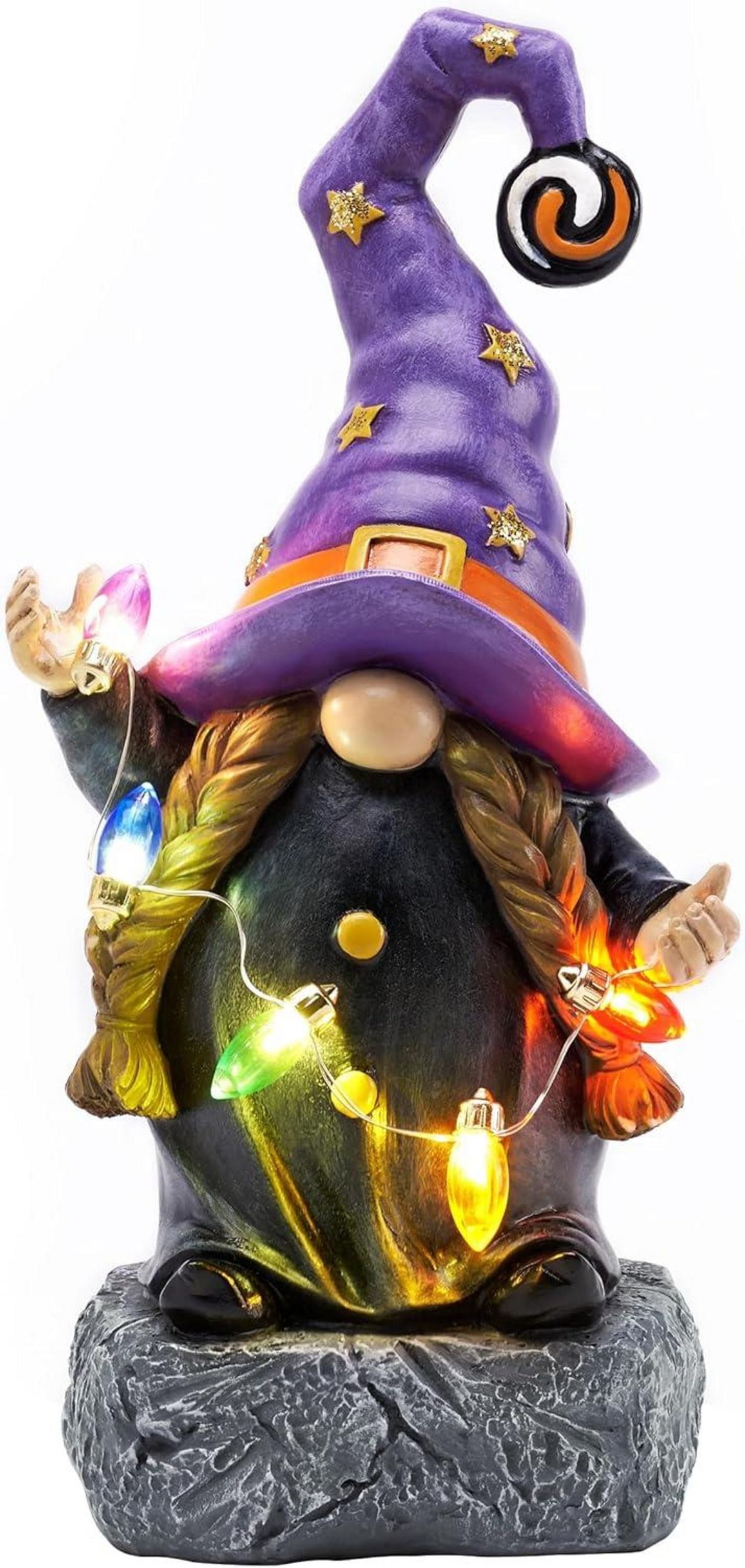 Halloween Deko Hexe LED Lichterkette Kunstharz Feenhafter Garten Zwerg