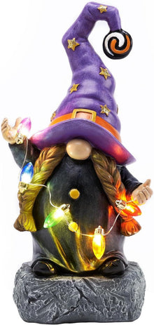Halloween Deko Hexe LED Lichterkette Kunstharz Feenhafter Garten Zwerg