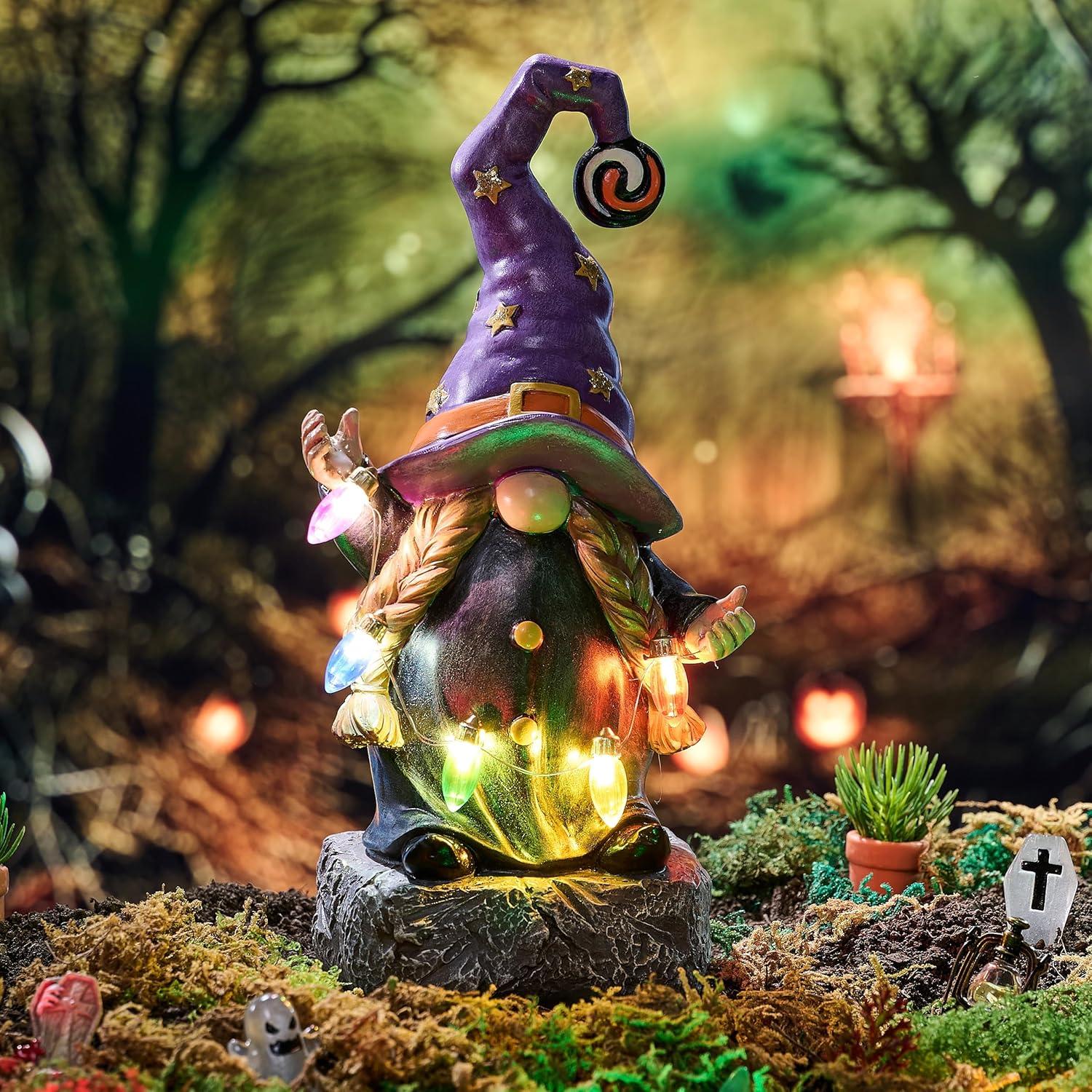 LED-Hexe für Halloween Deko Draußen 22cm Kunstharz