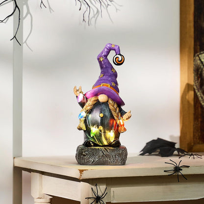 Halloween Deko Hexe LED Lichterkette Kunstharz Feenhafter Garten Zwerg