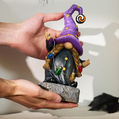 LED Hexe Gartenfigur Halloween Deko Kunstharz 22cm