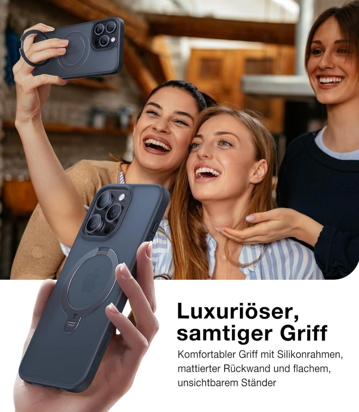 360° Ostand Spin iPhone 14 Pro Max Hülle Magnetisch Schwarz