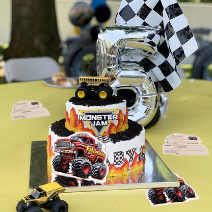 12x Monstertruck Einladungskarten Kinder Geburtstag Rennaction Party Lkw Räder