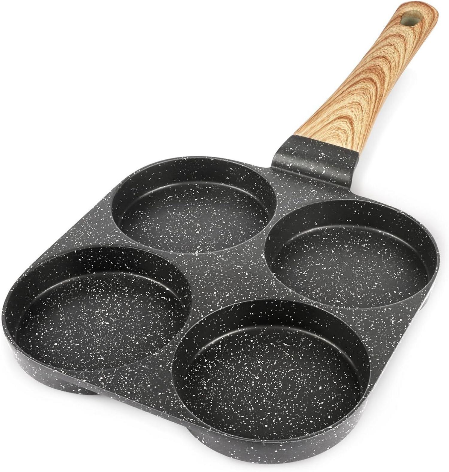 Spiegeleipfanne Granit-Antihaftbeschichtung 4-Loch Eierpfanne Grau