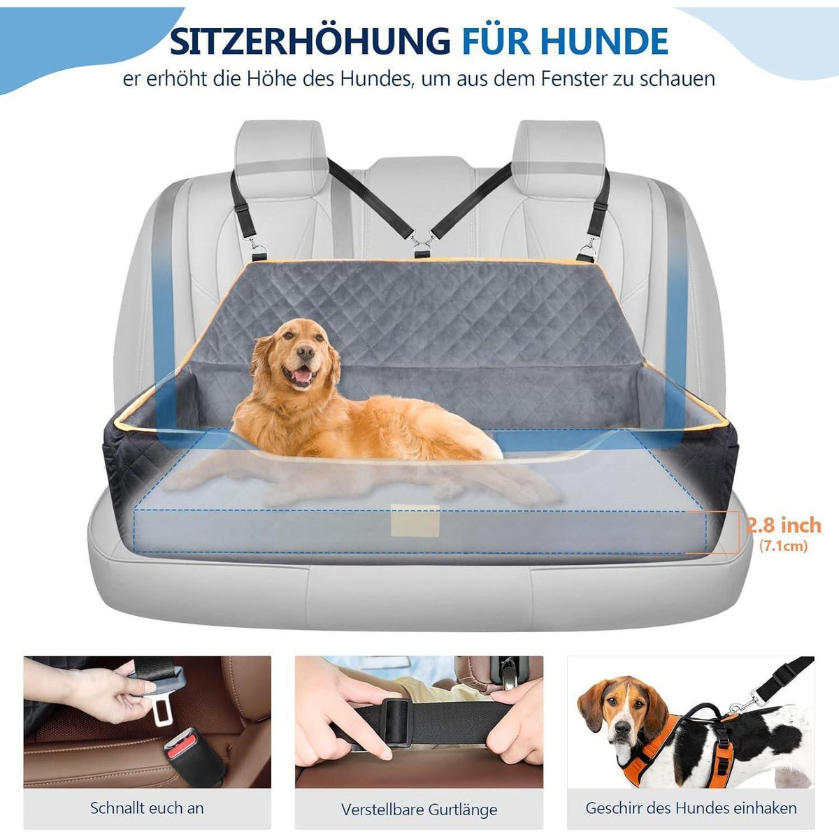 Hundeautositz Booster für Große Hunde – Bequem & Waschbar
