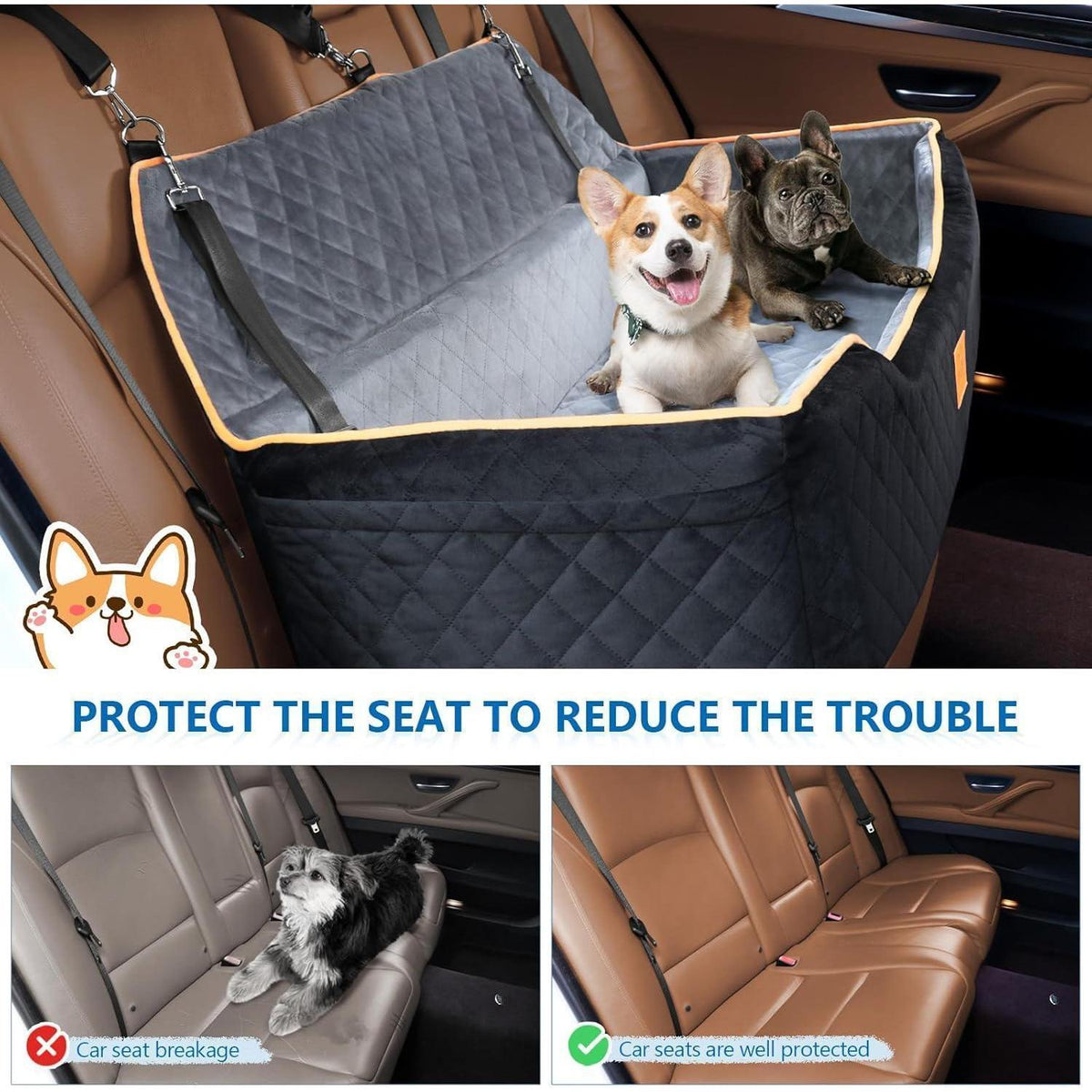 Hundeautositz Booster für Große Hunde – Bequem & Waschbar