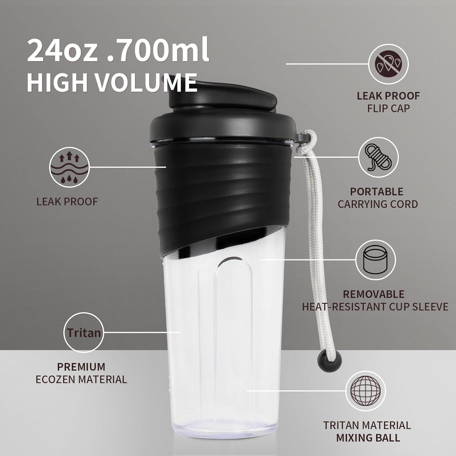 Protein Shaker 700ml BPA-frei Silikongriff Fitness Flasche Black