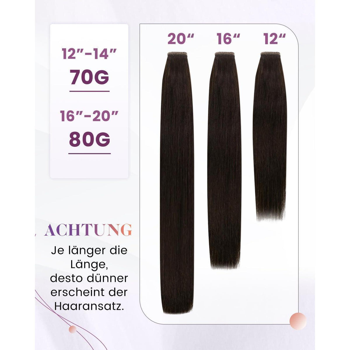 Echthaar Zopfverlängerung Braun 40cm - Pferdeschwanz