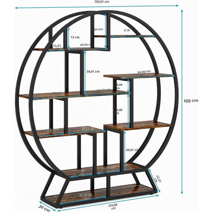 Rundes Bücherregal Industrie-Stil, 5 Etagere, 160cm hoch