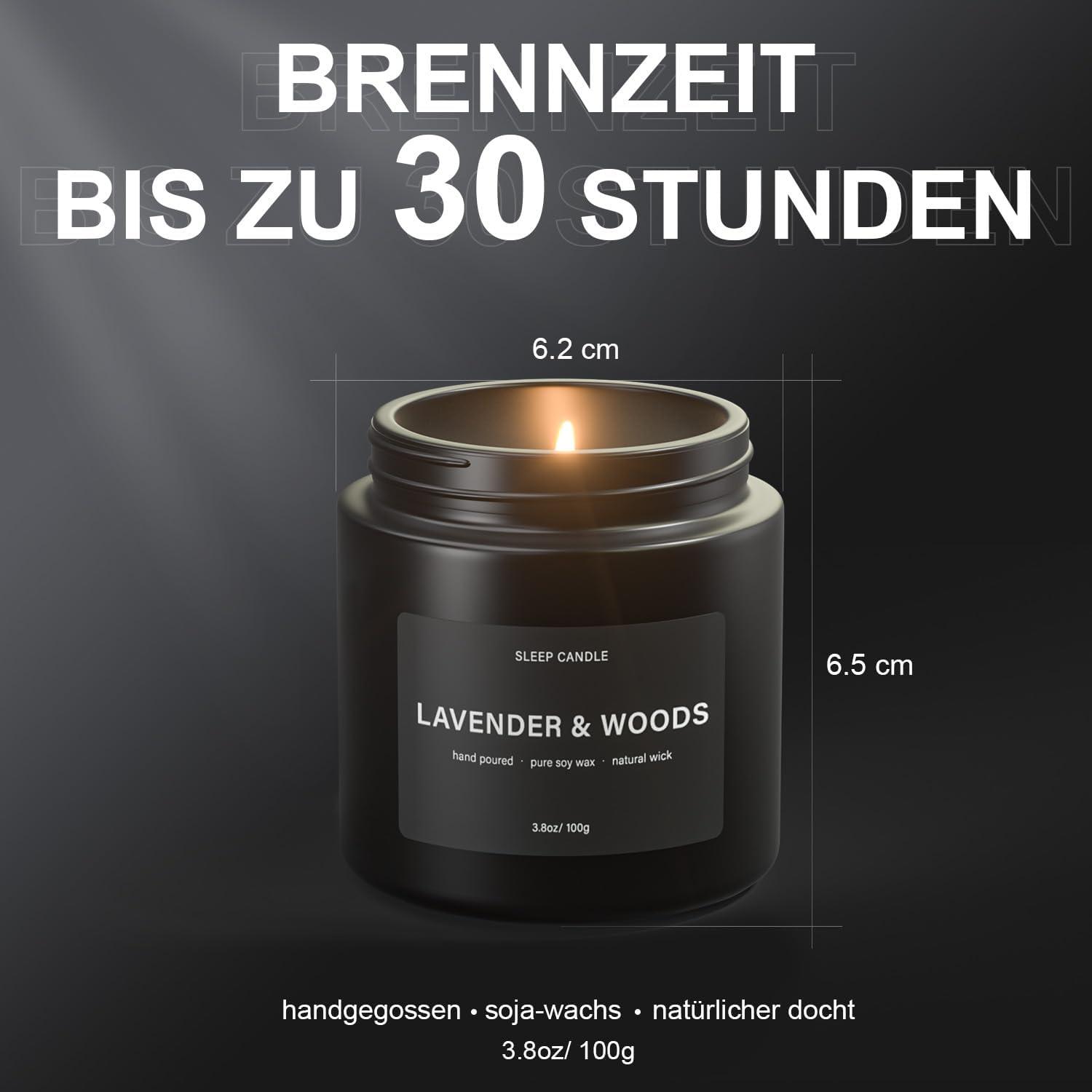 Duftkerzen im Glas Geschenkset - Lavendel, Kamille, Ylang-Ylang - Entspannung & Dekoration - 60 Stunden Burn Time
