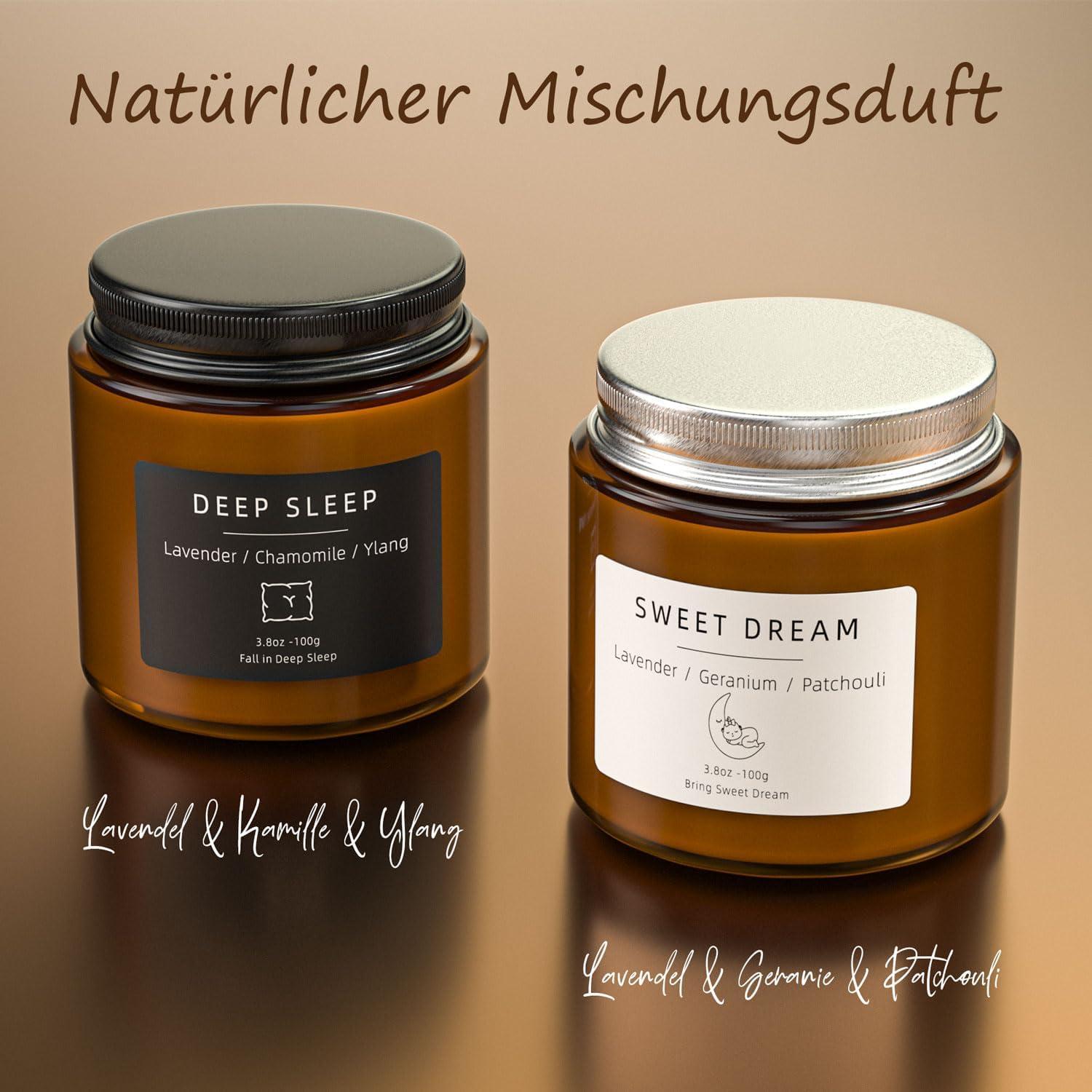 Duftkerze im Glas Lavendel Kamille Geschenkset 60h
