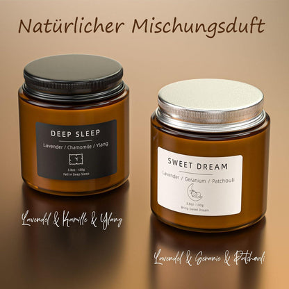Duftkerze im Glas Lavendel Kamille Geschenkset 60h