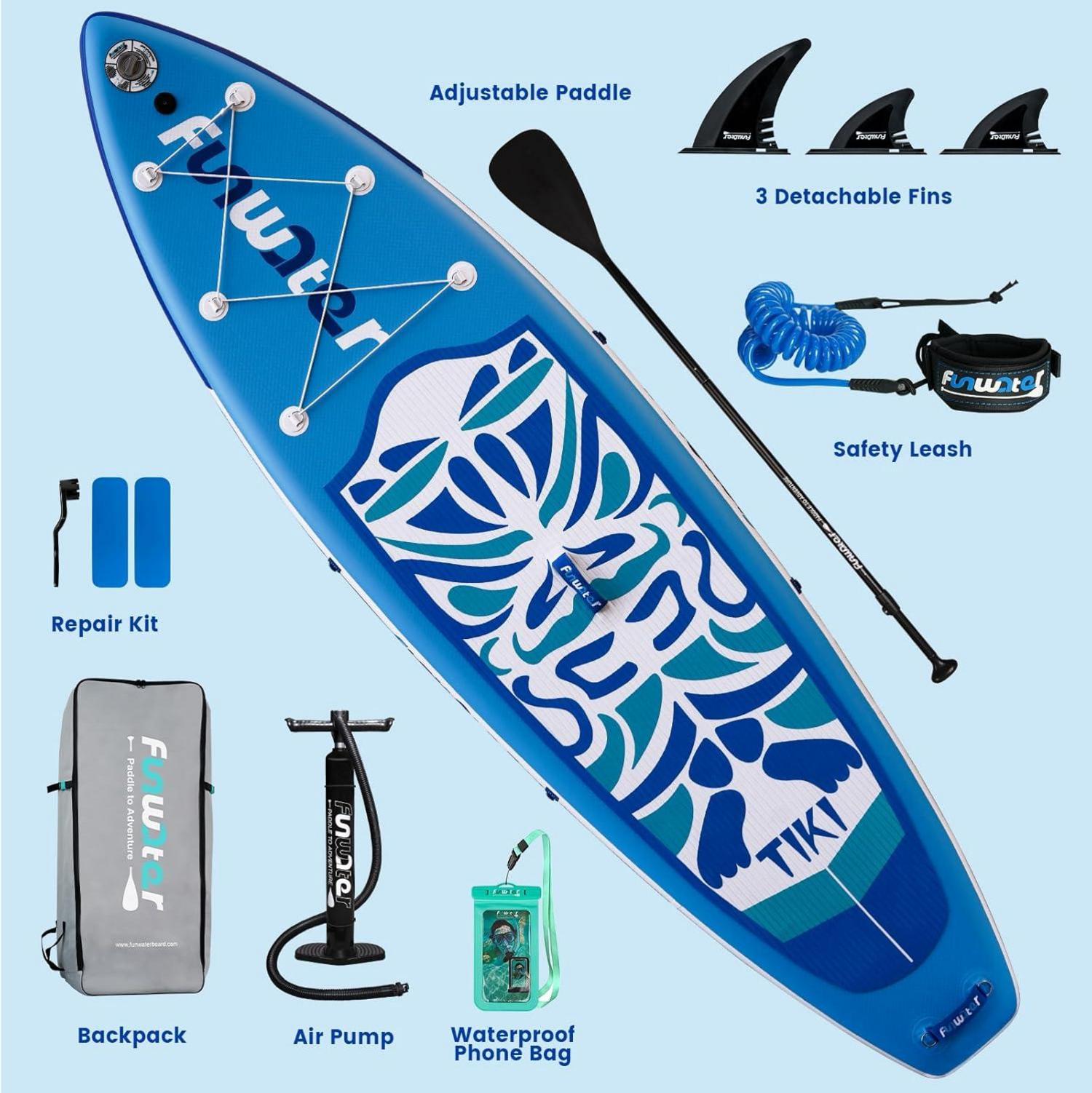 FunWater Aufblasbares SUP Board mit Zubehör - TIKI-Dark Blue