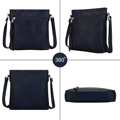 Umhängetasche aus weichem PU-Leder für Damen, Crossbody mit mehreren