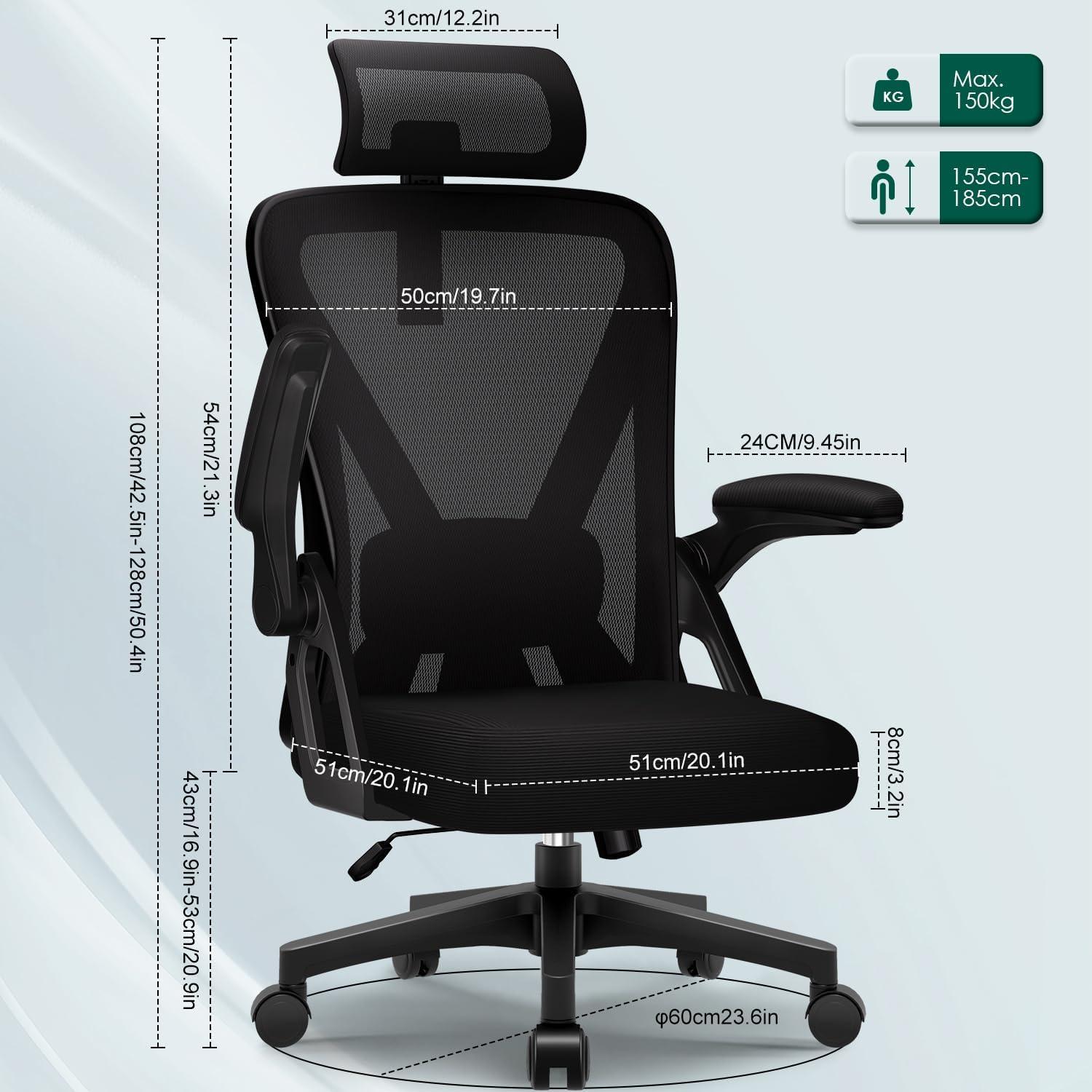 Bürostuhl Ergonomisch Verstellbar Kopfstütze Armlehnen