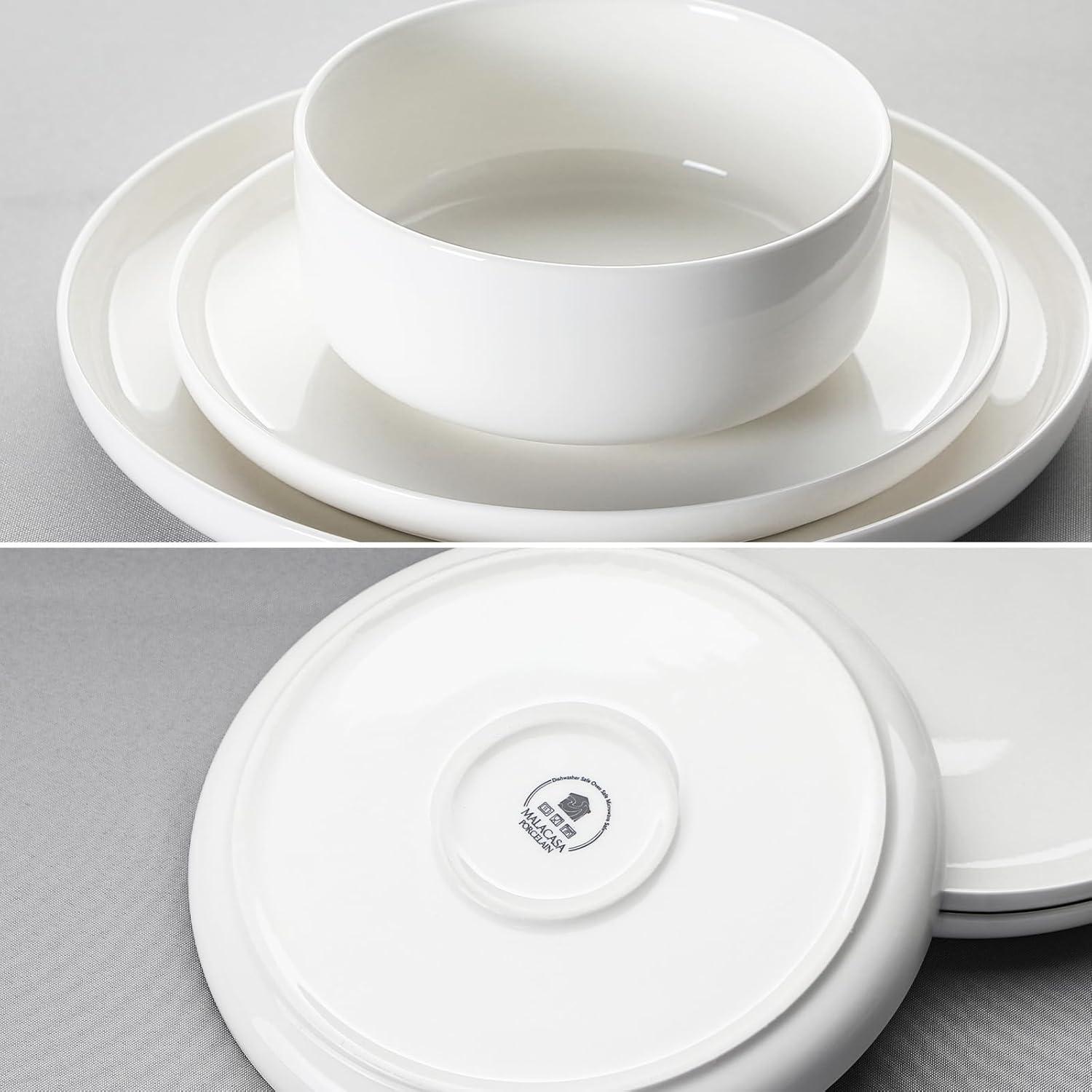 Porzellan Tafelservice Set 18-teilig Weiß MALACASA Luna