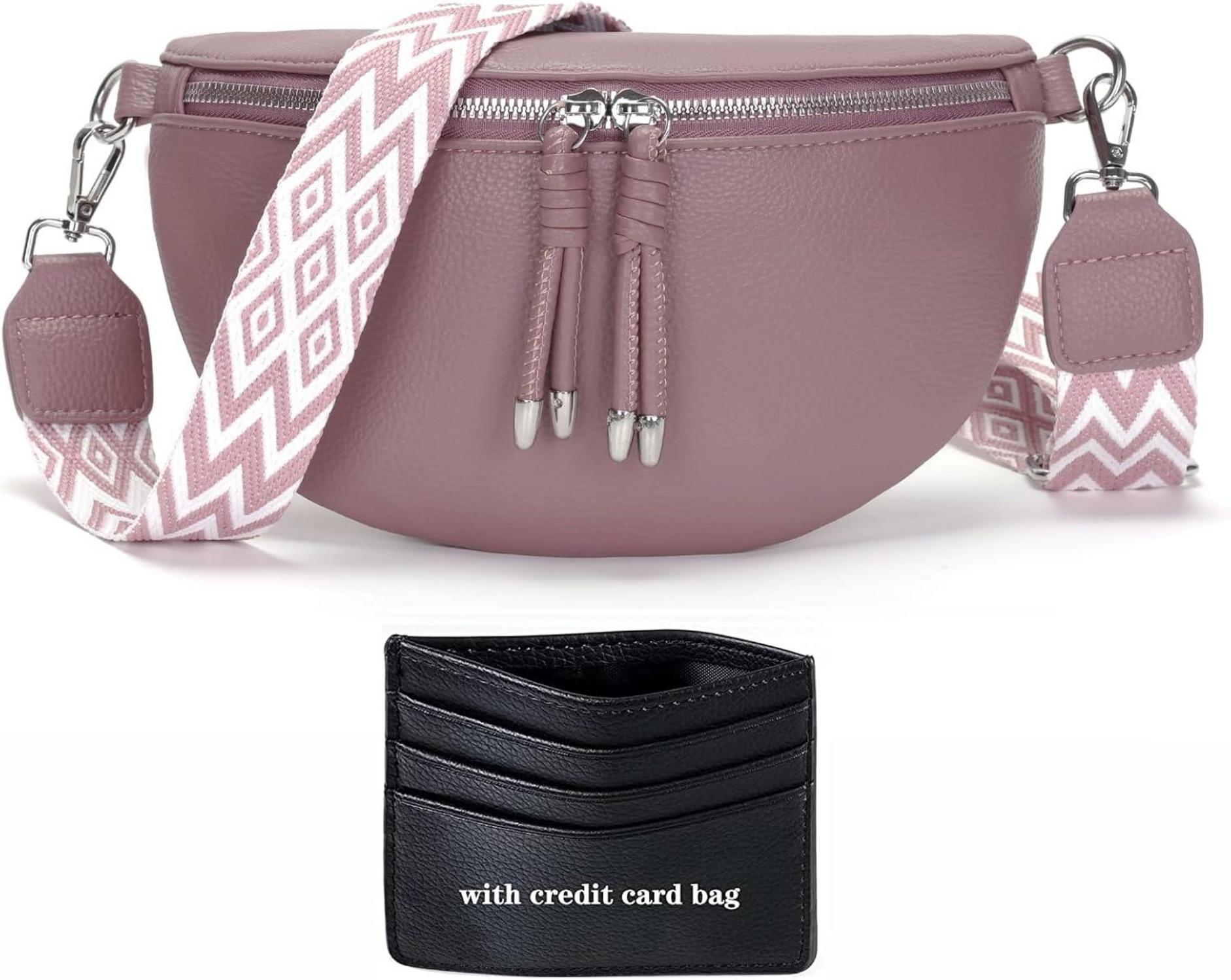 Kleine Bauchtasche Damen Veganes Leder Handytasche Crossbody Lila