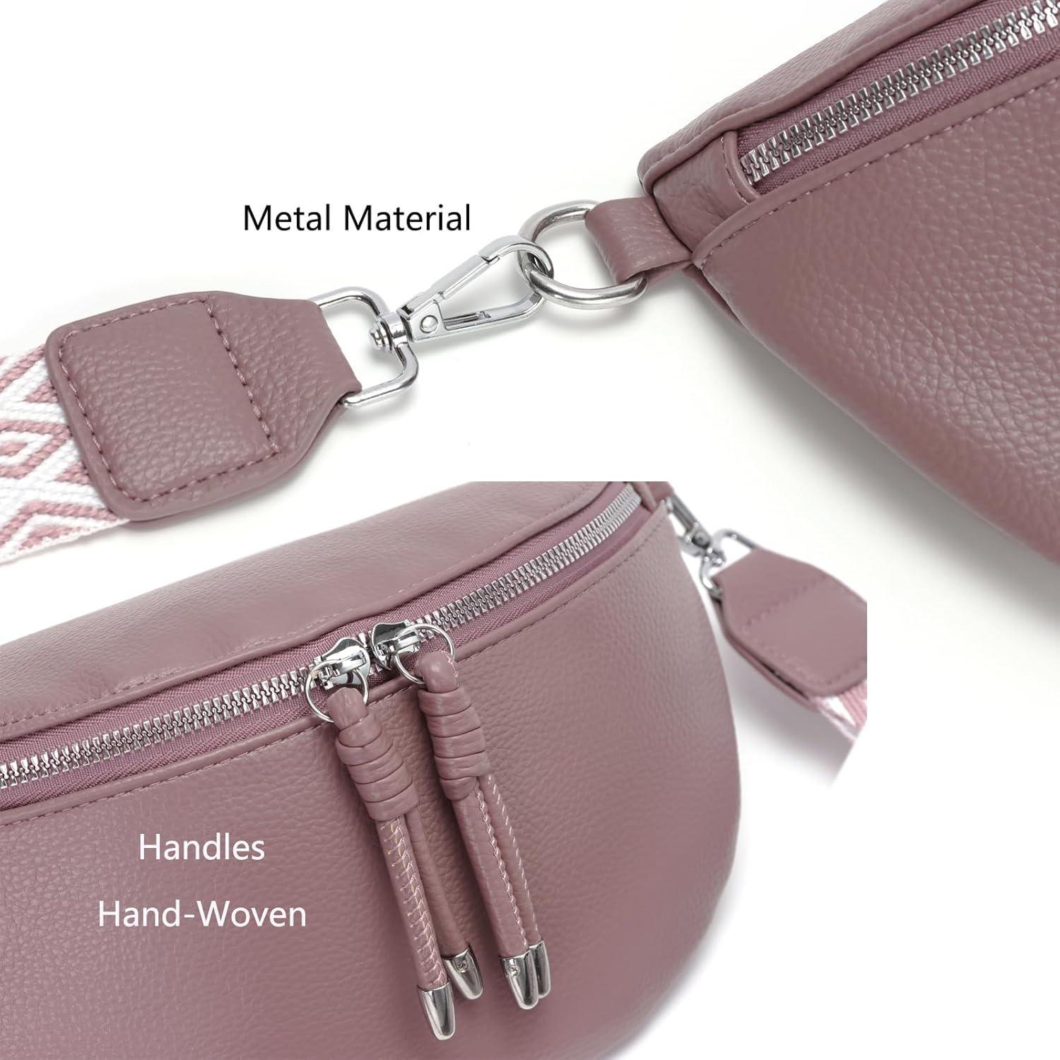 Bauchtasche Damen Veganes Leder Crossbody Umhängetasche Handytasche