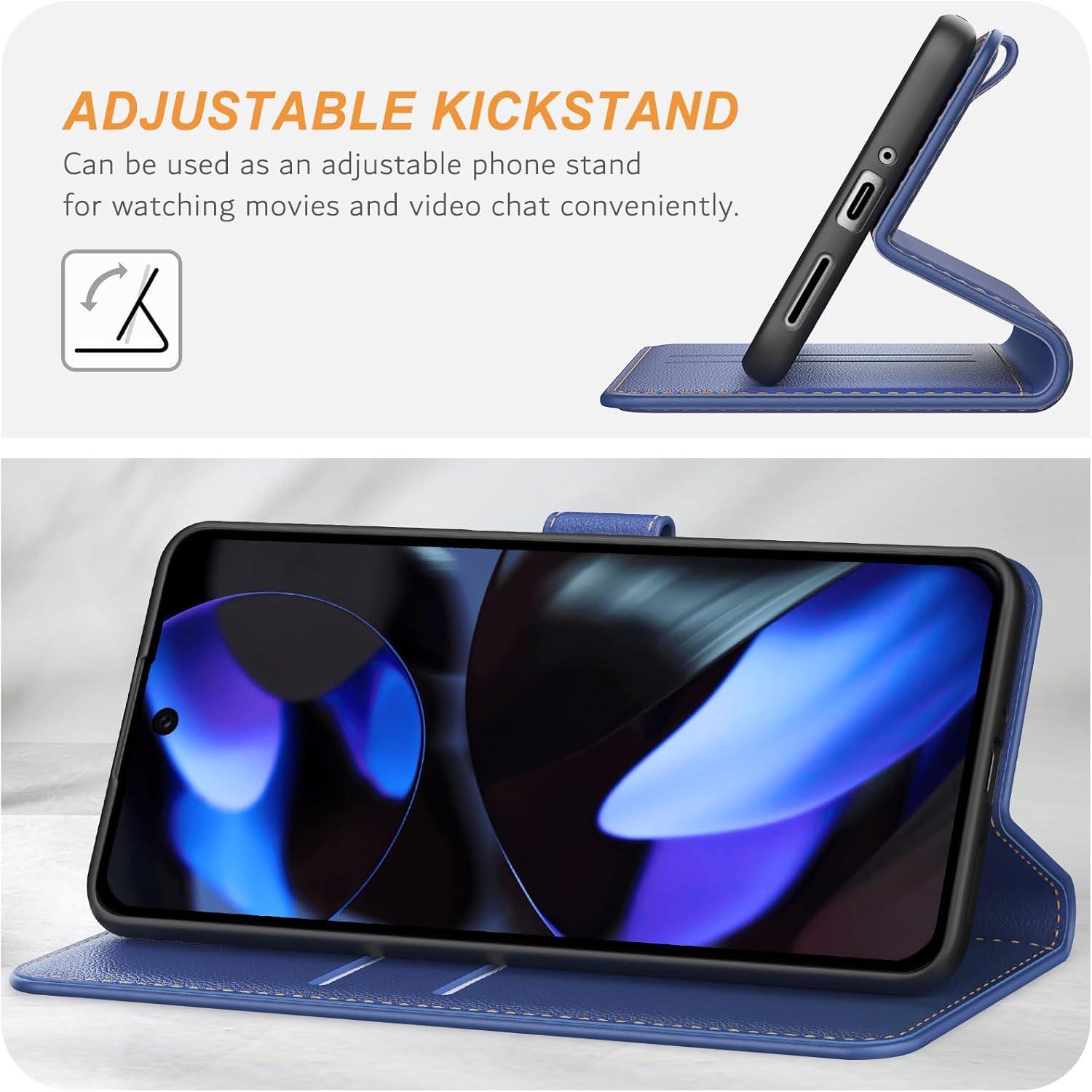 Leder Handyhülle Google Pixel 9 Pro Schutzhülle Blau