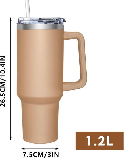 Thermobecher 1180ML Kaffeebecher to go Strohhalm Edelstahl Isolierbecher