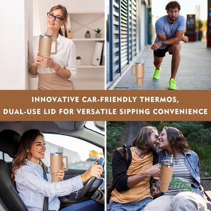 Thermobecher 1180ML Kaffeebecher to go Strohhalm Edelstahl Isolierbecher