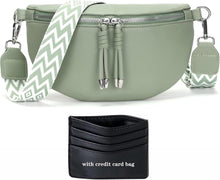 Bauchtasche Damen Veganes Leder Umhängetasche Handytasche Hellgrün