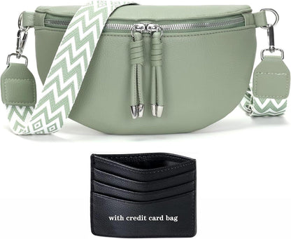 Bauchtasche Damen Veganes Leder Umhängetasche Handytasche Hellgrün